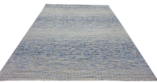 Modern Silver RAINBOW 9x12 Hand Knotted Area Rug from India