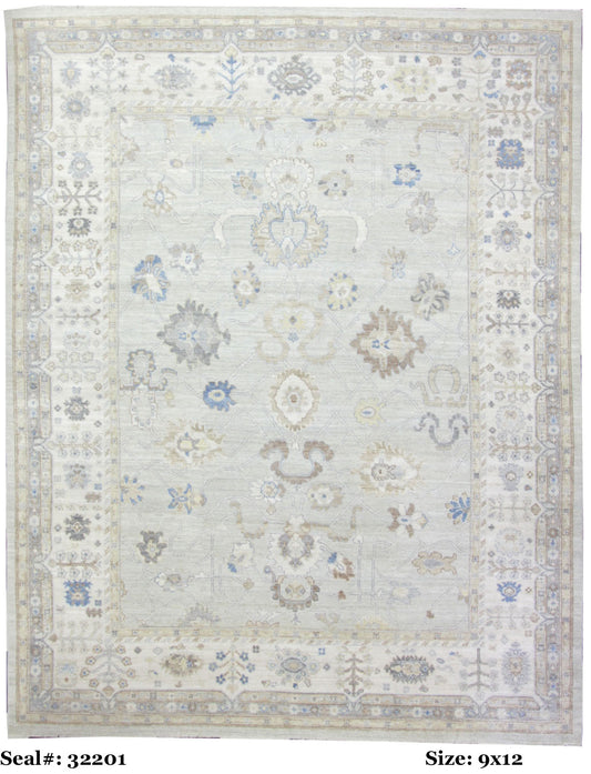 Traditional Multi OUSHAK 9x12 Hand Knotted Area Rug from Pakistan
