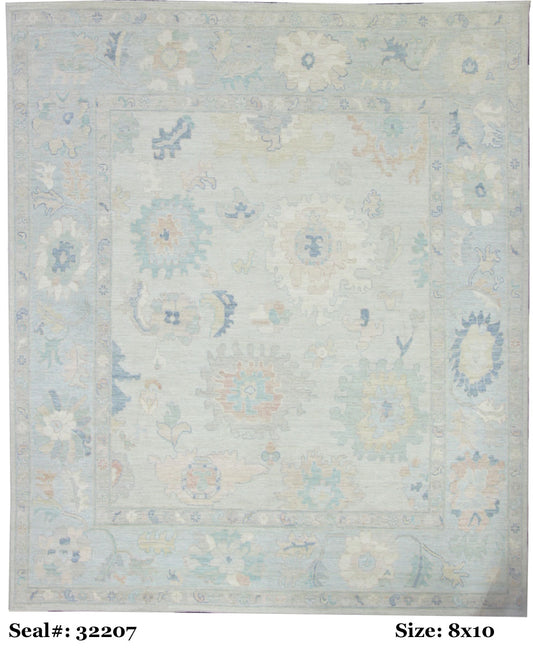 Traditional Multi OUSHAK 8x10 Hand Knotted Area Rug from Pakistan