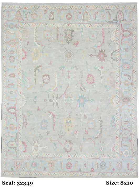 Traditional Multi OUSHAK 8x10 Hand Knotted Area Rug from Pakistan