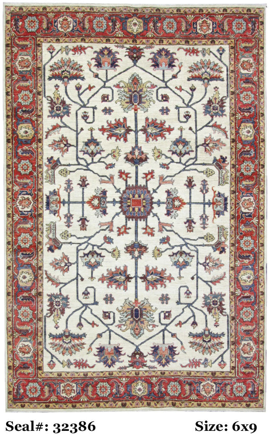 Traditional Multi SERAPI 6x9 Hand Knotted Area Rug from Pakistan