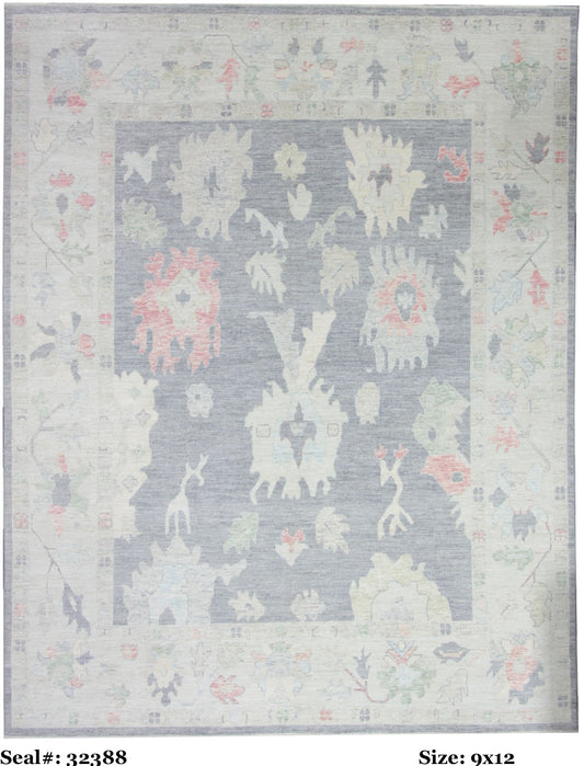 Traditional Multi OUSHAK 9x12 Hand Knotted Area Rug from Pakistan