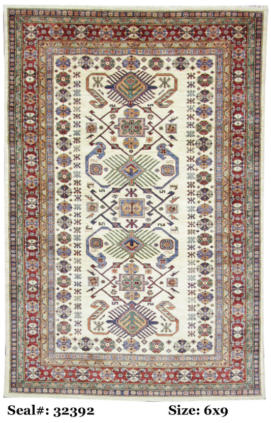 Traditional Multi SERAPI 6x9 Hand Knotted Area Rug from Pakistan