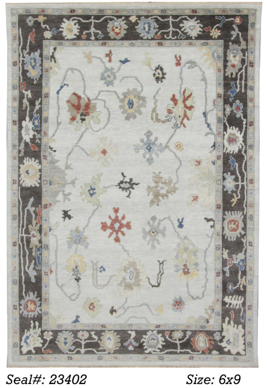 Traditional Silver AT-165 6x9 Hand Knotted Area Rug from India