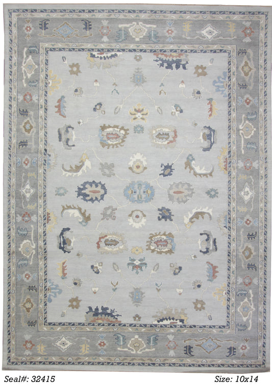 Traditional Silver AT-177 10x14 Hand Knotted Area Rug from India