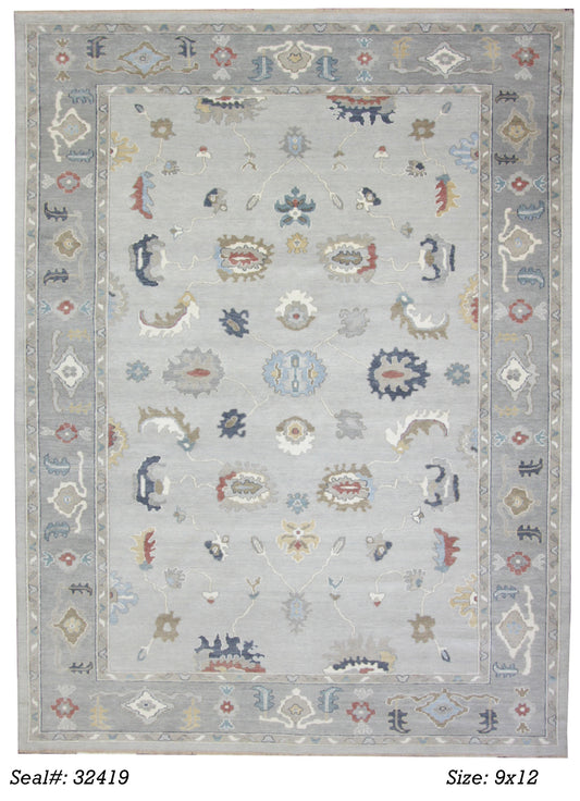 Traditional Silver AT-177 9x12 Hand Knotted Area Rug from India