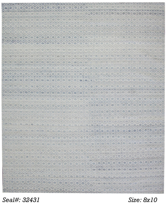 Modern L.Blue 3837 8x10 Hand Knotted Area Rug from India