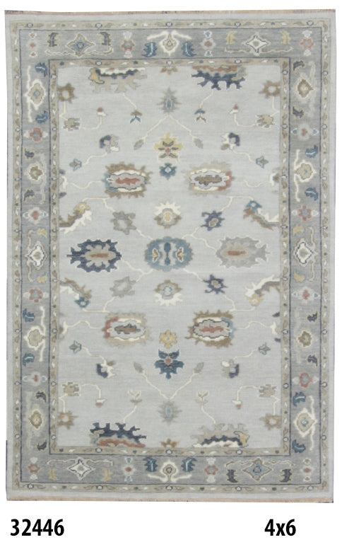 Traditional Silver AT-177 4x6 Hand Knotted Area Rug from India