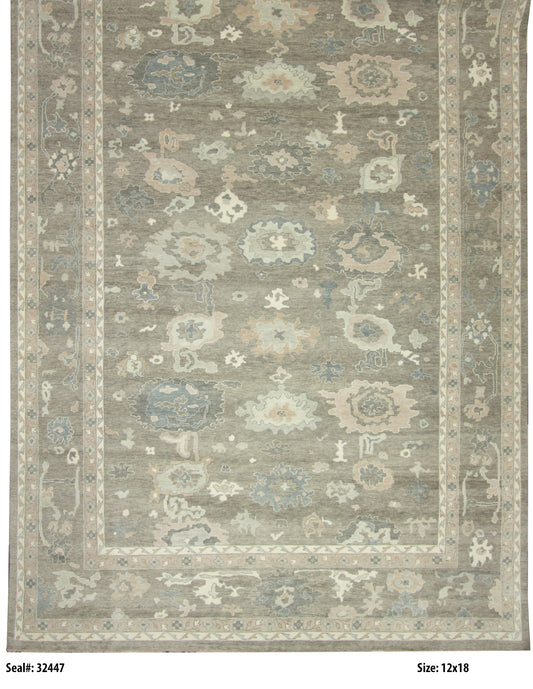 Traditional Brown AT-175 12x18 Hand Knotted Area Rug from India