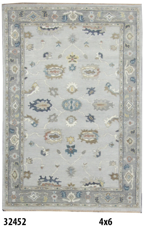 Traditional Silver AT-177 4x6 Hand Knotted Area Rug from India