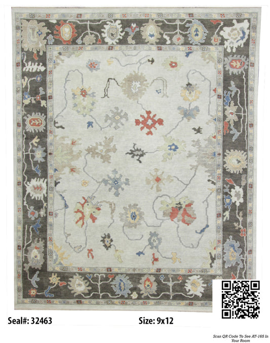 Traditional Silver AT-165 9x12 Hand Knotted Area Rug from India