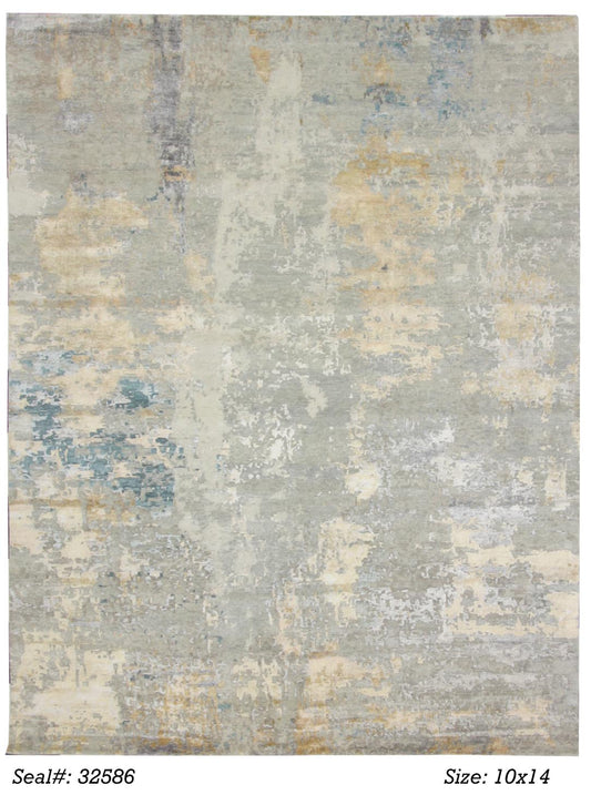 Modern Grey AE-01 10x14 Hand Knotted Area Rug from India