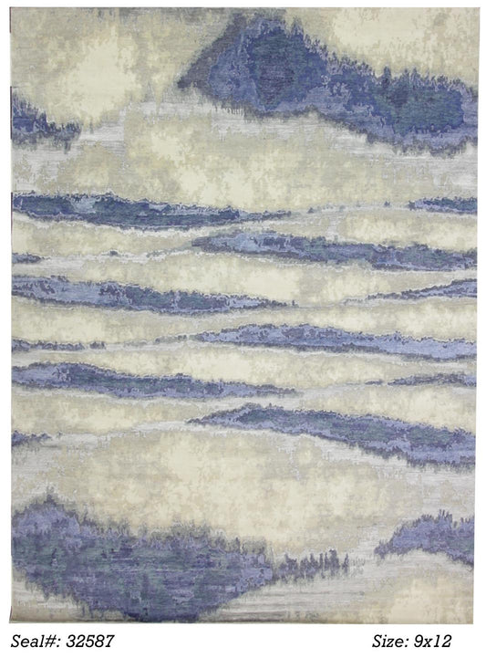 Modern Silver AV-02 9x12 Hand Knotted Area Rug from India