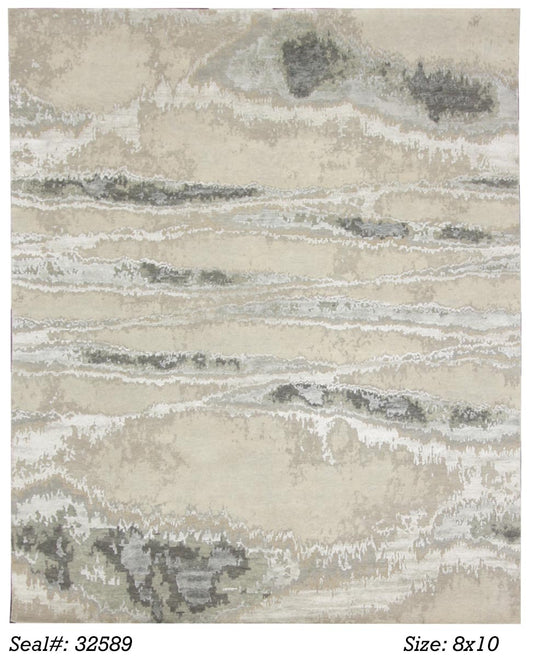 Modern Grey AV-02 8x10 Hand Knotted Area Rug from India