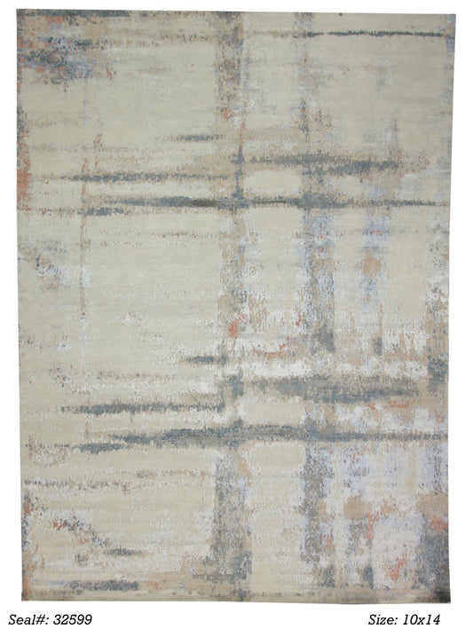 Modern Silver AV-09 10x14 Hand Knotted Area Rug from India