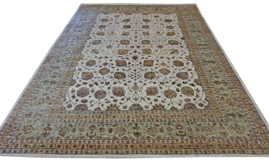 Traditional Ivory KASHAN 8x11 Hand Knotted Area Rug from India