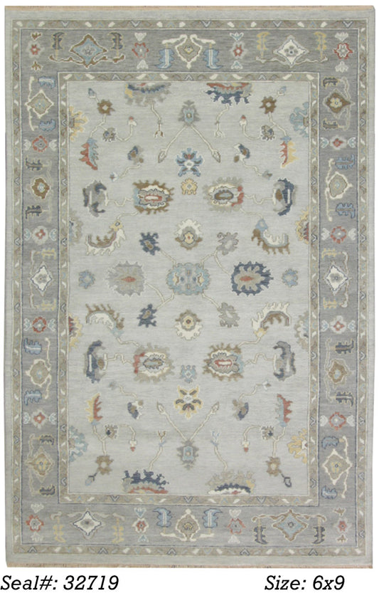 Traditional Silver AT-177 6x9 Hand Knotted Area Rug from India