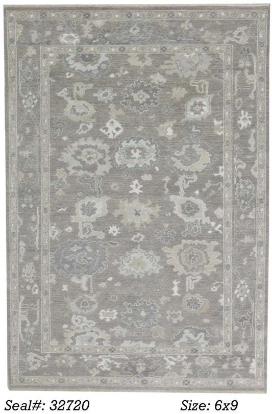 Traditional Brown AT-175 6x9 Hand Knotted Area Rug from India
