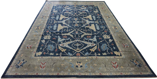Traditional Navy AT-153 9x12 Hand Knotted Area Rug from India