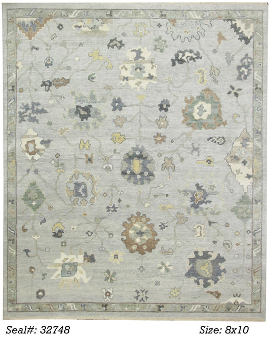 Traditional Grey AT-161 8x10 Hand Knotted Area Rug from India