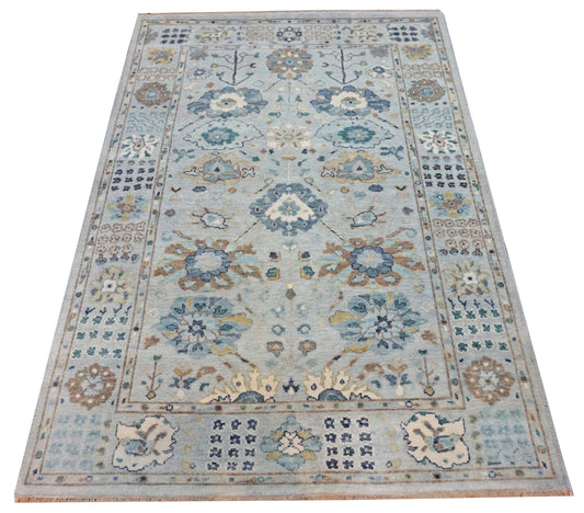 Traditional Grey AT-215 4x6 Hand Knotted Area Rug from India