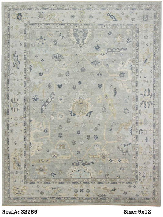 Traditional Grey AT-146 9x12 Hand Knotted Area Rug from India