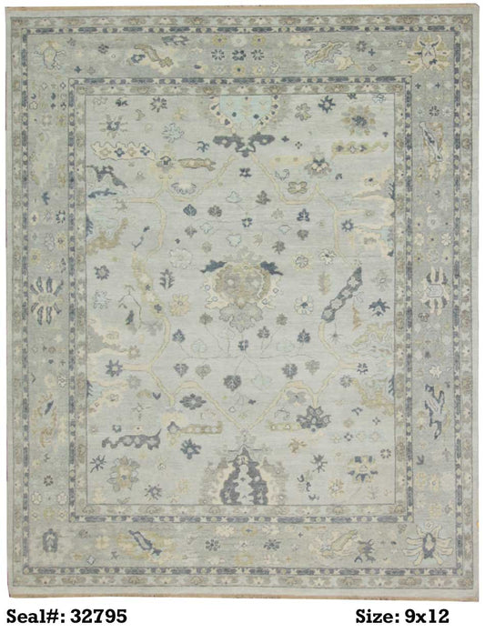 Traditional Silver AT-146 9x12 Hand Knotted Area Rug from India