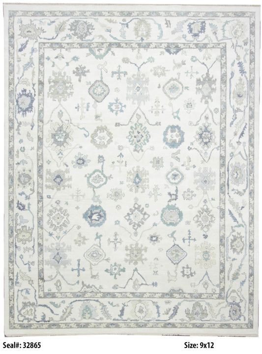 Traditional Ivory AT-138 9x12 Hand Knotted Area Rug from India