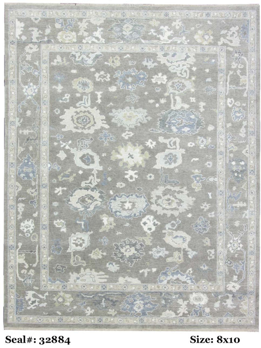 Traditional Brown AT-175 8x10 Hand Knotted Area Rug from India