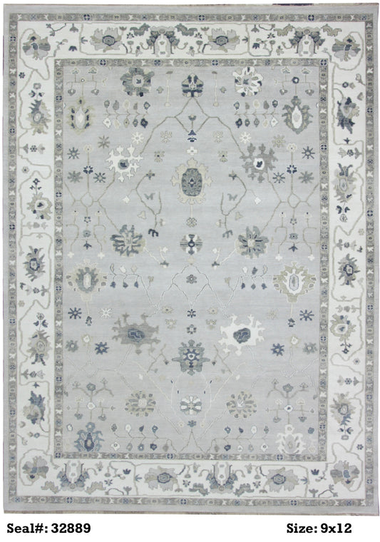 Traditional Silver AT-125 9x12 Hand Knotted Area Rug from India