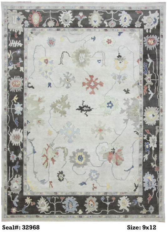 Traditional Silver AT-165 9x12 Hand Knotted Area Rug from India