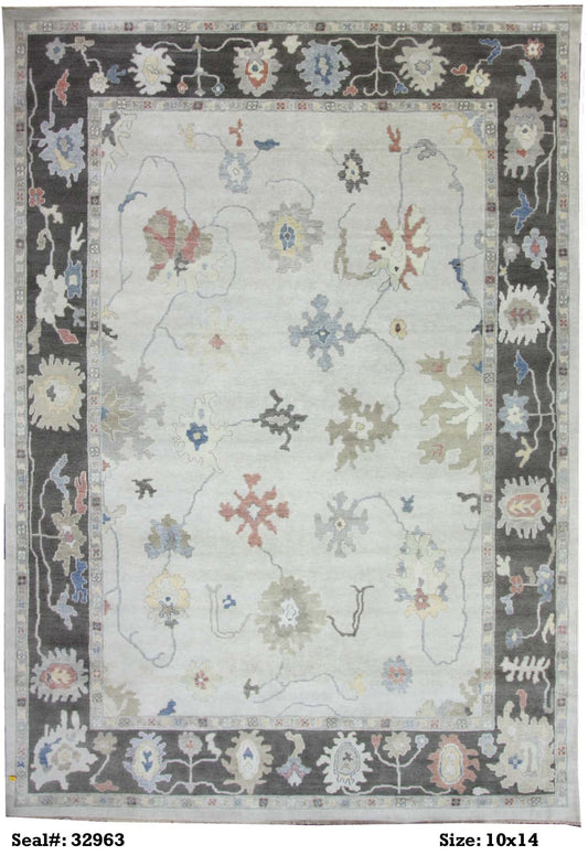 Traditional Silver AT-165 10x14 Hand Knotted Area Rug from India