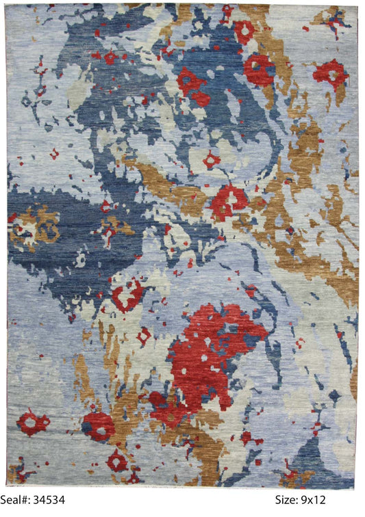 Modern Multi GC-404 9x12 Hand Knotted Area Rug from India