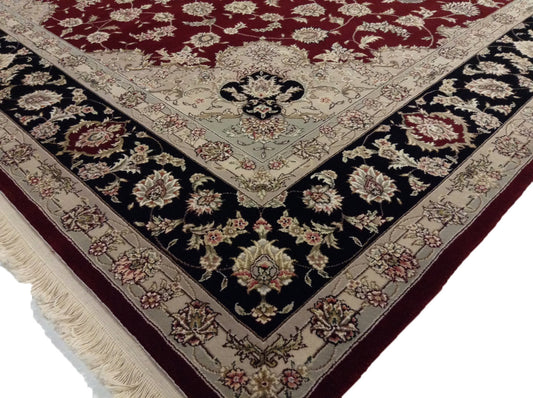 Traditional Red MEDELIAN KASHAN 8x10 Hand Knotted Area Rug from India