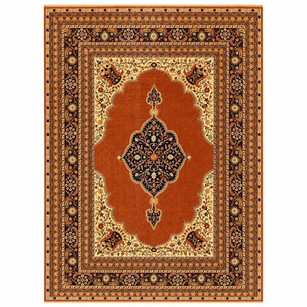 The Rug Mall Traditional Bidzar Rust-Navy Area Rug | 11445