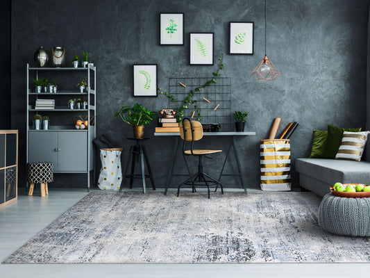 Dynamic Icon 9320 Grey-Blue Area Rug Collection