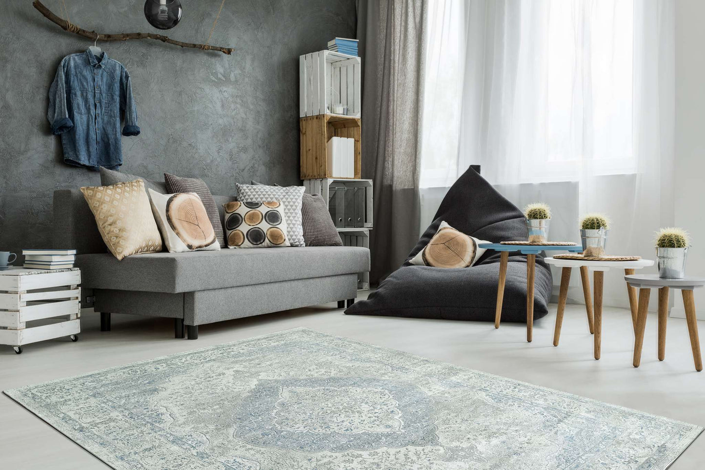 Dynamic Leda 9866 Ivory-Blue Area Rug Collection