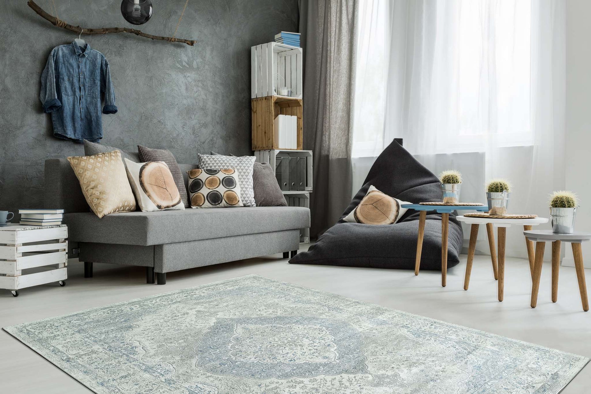 Dynamic Leda 9866 Ivory-Blue Area Rug Collection