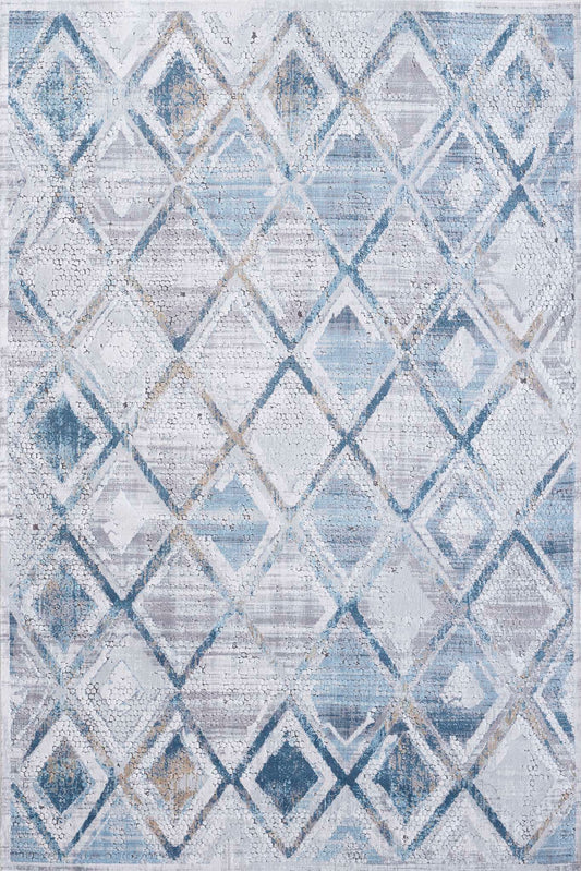Dynamic Mosaic 1666 Cream-Grey-Blue Area Rug Collection
