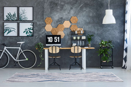 Dynamic Mosaic 1669 Cream-Grey-Blue Area Rug Collection