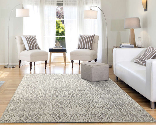 Dynamic Quartz 27039 Ivory-Silver Area Rug Collection