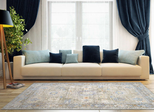 Dynamic Valley 7981 Grey-Gold-Blue Area Rug Collection