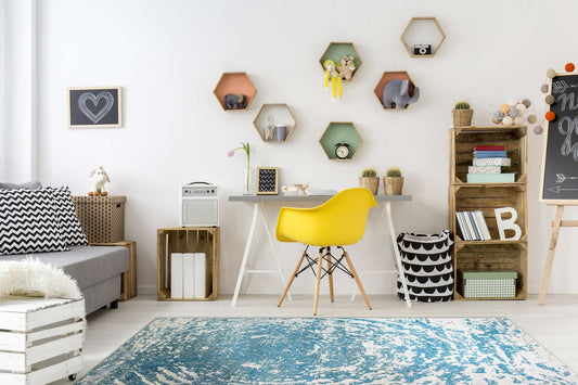 Dynamic Zodiac 6627 Aqua Blue Area Rug Collection